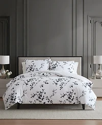 Vera Wang Noir Bouquet Cotton 3-Pc. Duvet Cover Set