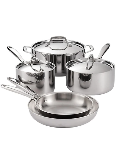 Tramontina Signature 8-Piece Tri-Ply Base Stainless Steel Cookware Set with Lids