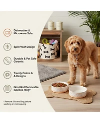 Aronkl Ceramic Pet Bowls Set of 2 Non-Slip Dishwasher Safe for Cats Dogs