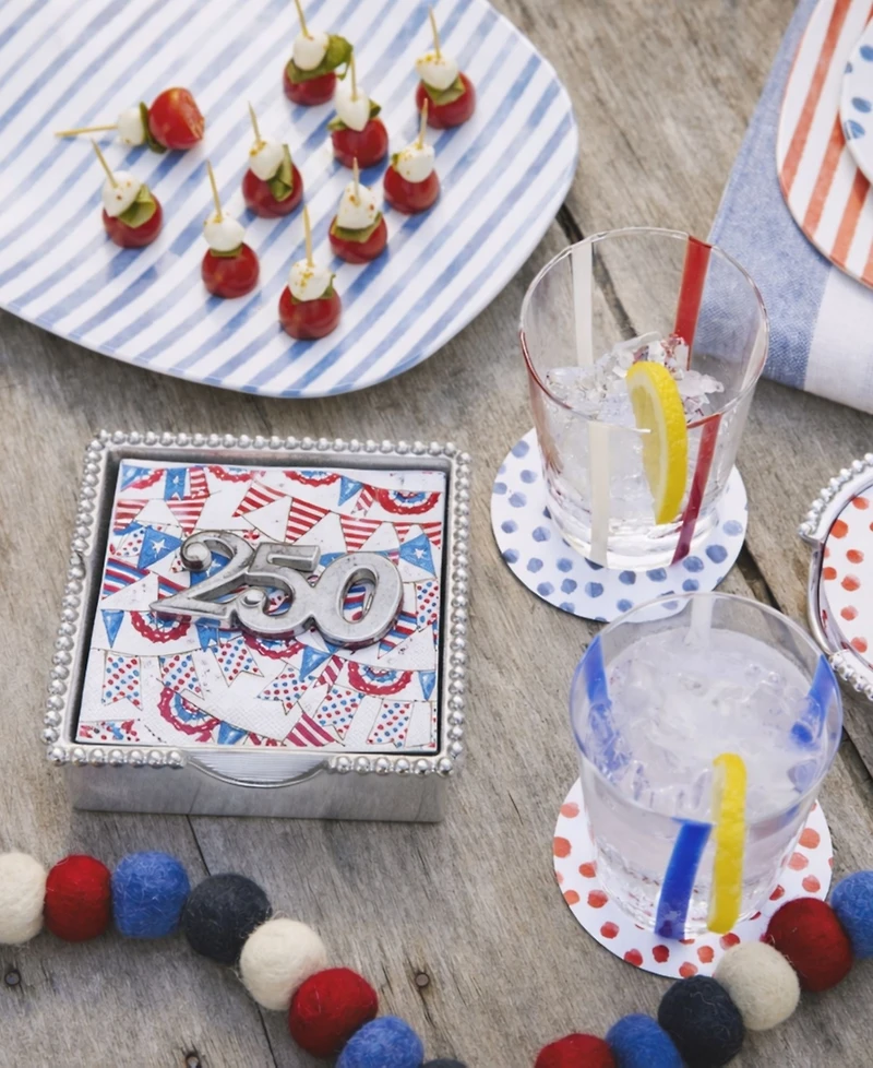 Mariposa Aluminum 250 Beaded 5.75" Napkin Box Set