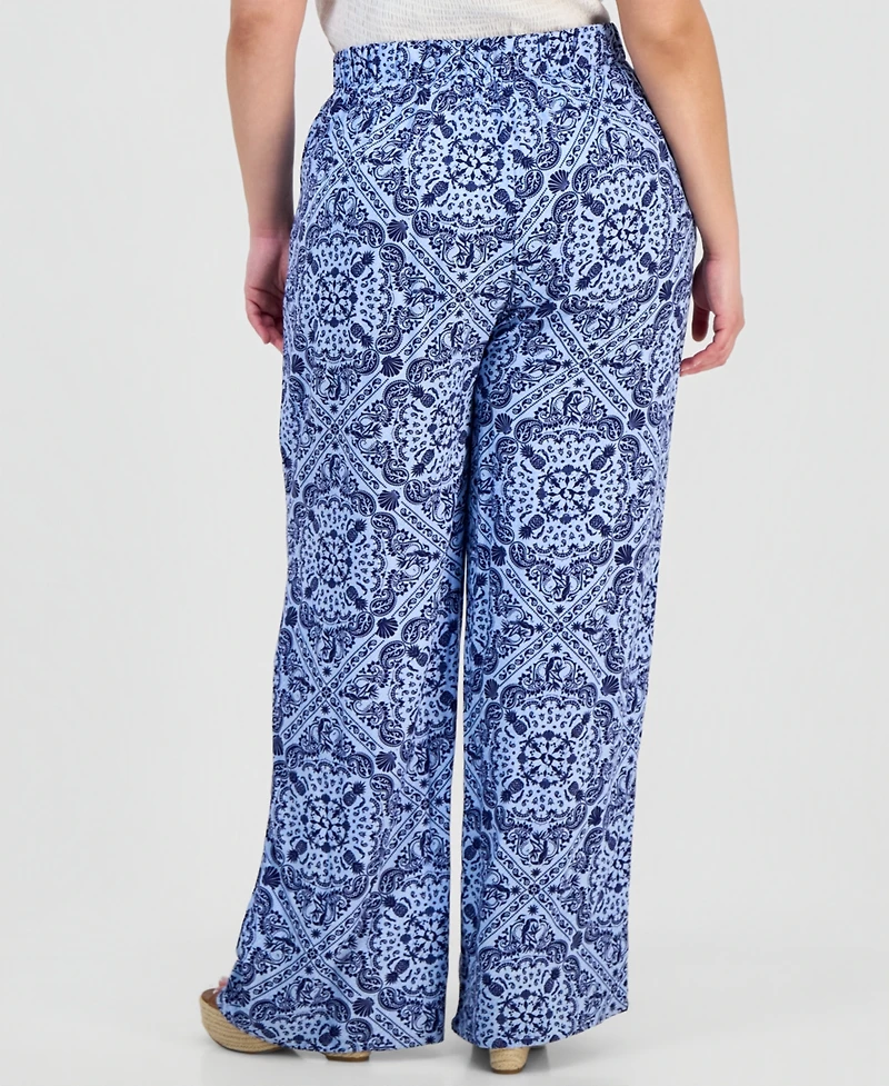 Full Circle Trends Trendy Plus Bandana-Print Pull-On Pants