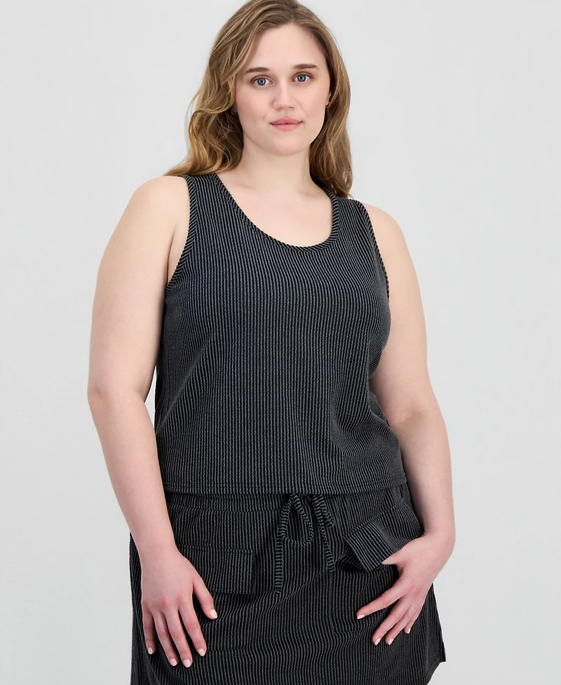 Full Circle Trends Trendy Plus Ribbed Knit Sleeveless Top & Skort Set