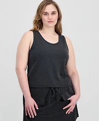 Full Circle Trends Trendy Plus Ribbed Knit Sleeveless Top & Skort Set