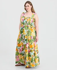 Full Circle Trends Plus Poof Strap Square Neck Rayon Dress