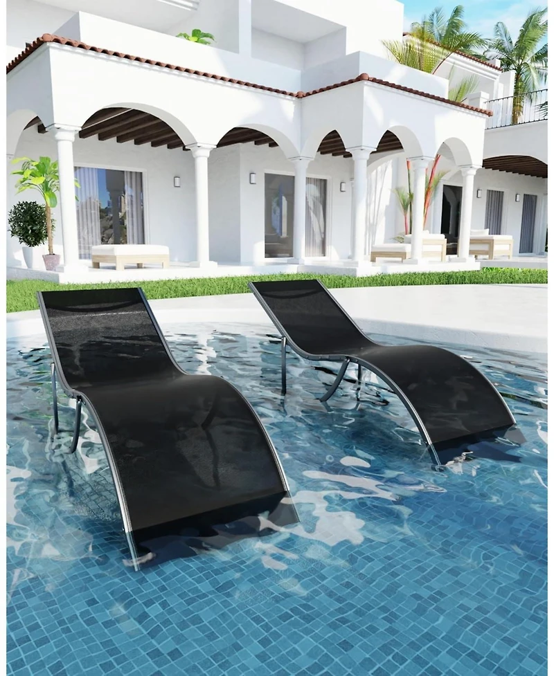 gaomon Outdoor Chaise Lounge Chairs Set of 2, Patio Pool Chair Backrest Tanning Chairs, Waterproof Recliner for Outside Beach Yard