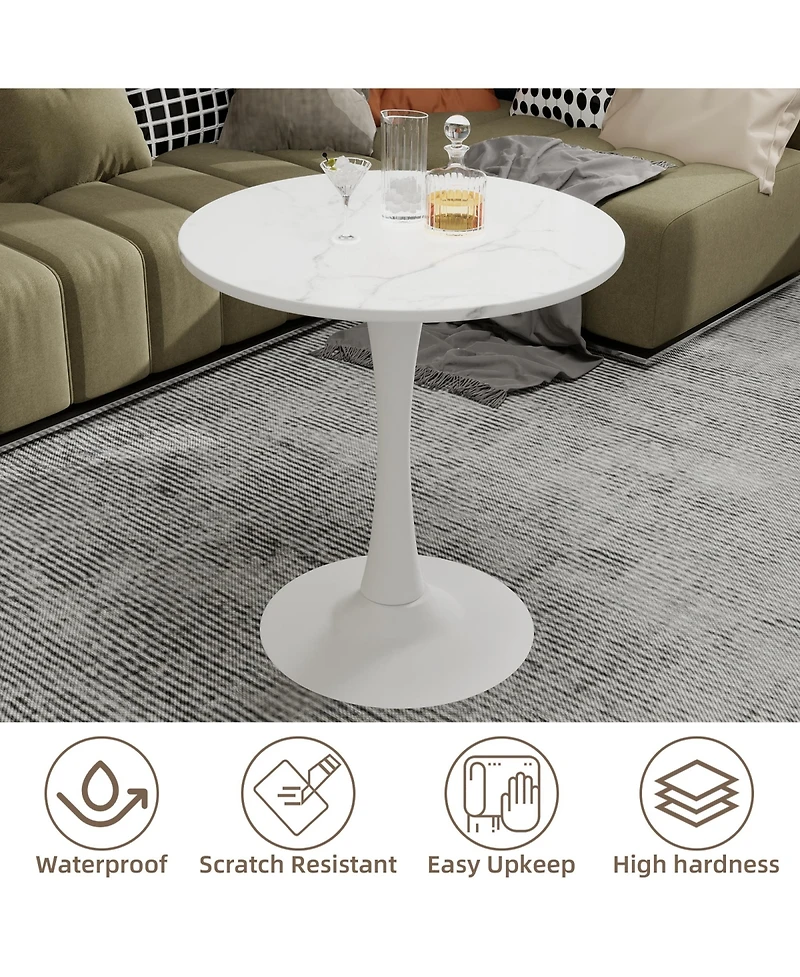 Rainsken 27.6" Coffee Table, Modern Tulip Center Table, Mid-Century Leisure Table for Small Places, Living Room