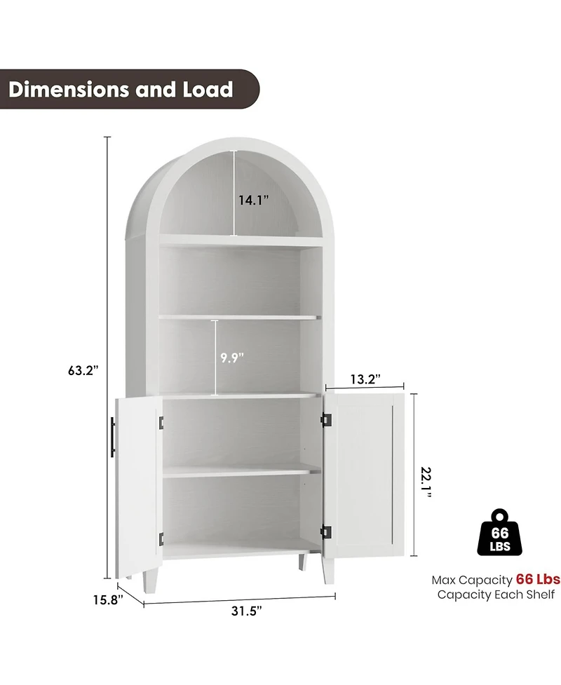 gaomon Arched Bookcase with Doors