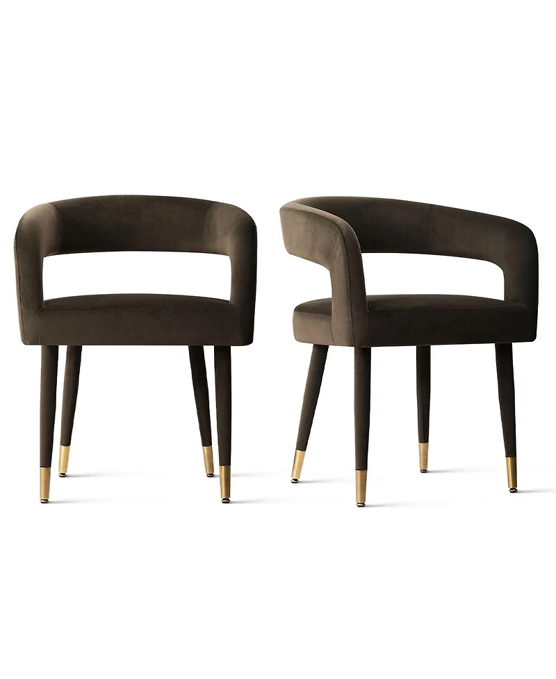 Maison Boucle Velvet Upholstered Dining Chairs Set of 2, Modern Open Back Armchairs