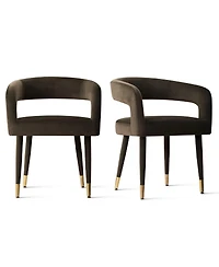 Maison Boucle Velvet Upholstered Dining Chairs Set of 2, Modern Open Back Armchairs