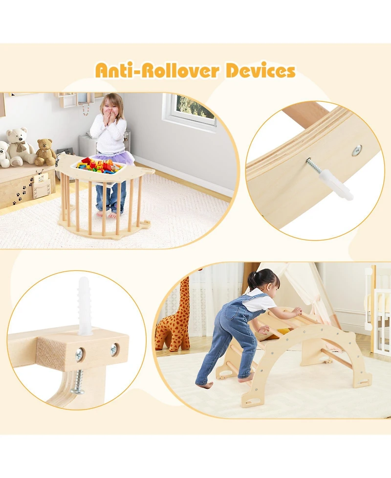 Mecale 8-in-1 Kids Climbing Arch with Sensory Table and Collapsible Storage Bin