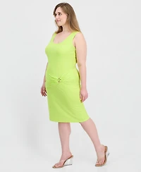 Full Circle Trends Trendy Plus Sash-Belt Bodycon Dress