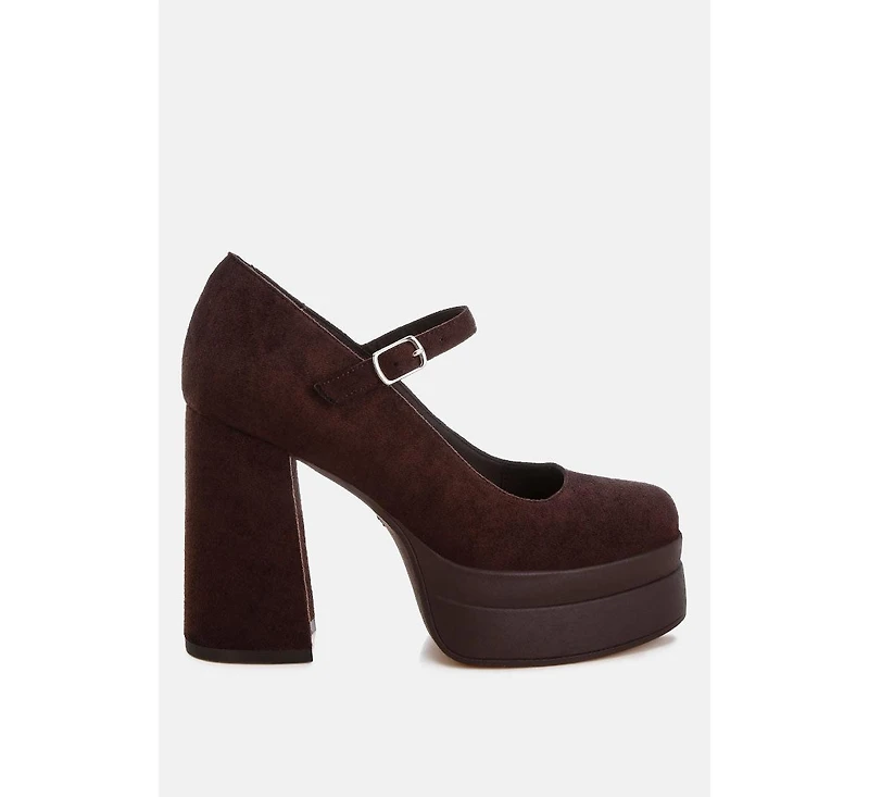 London Rag Women's Kenny Chunky Dual Buckle Strap Heels