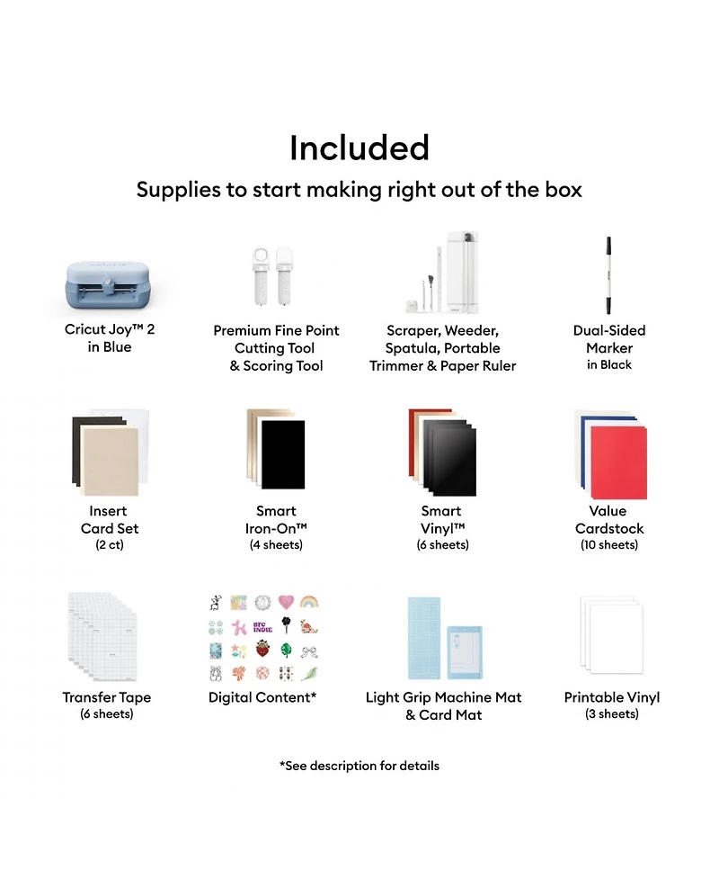 Cricut Joy 2 Rainbow Essential Bundle - Compact Smart Cutting Machine with Smart Vinyl, Smart Iron On, Cardstock, Insert Cards and Printable Vinyl