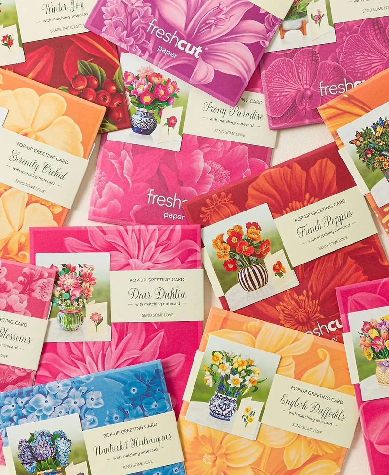 Uncommon Goods A Year of Flowers Pop-Up Greeting Card Set, 12 Count