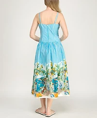 Invitee Women's Square Neck Drop Waist Midi Dress