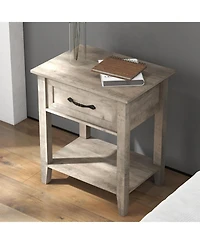 gaomon Wood Bedside Table with Drawer and Storage Shelf Versatile Nightstand End Table for Bedroom Living Room Nursery or College Dorm
