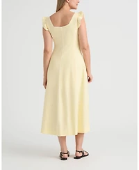 Ellen Tracy Women's Linen Dress with Contrast Pipping