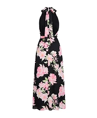 Ivonne Women's Floral Halter Neck Backless Maxi Dress