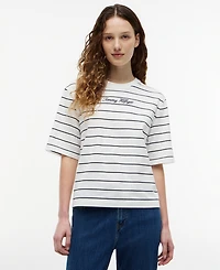 Tommy Hilfiger Women's Script Logo Crewneck Trapeze T-Shirt