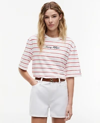 Tommy Hilfiger Women's Script Logo Crewneck Trapeze T-Shirt