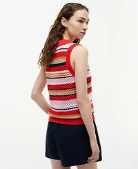 Tommy Hilfiger Women's Crochet Sleeveless Polo Sweater