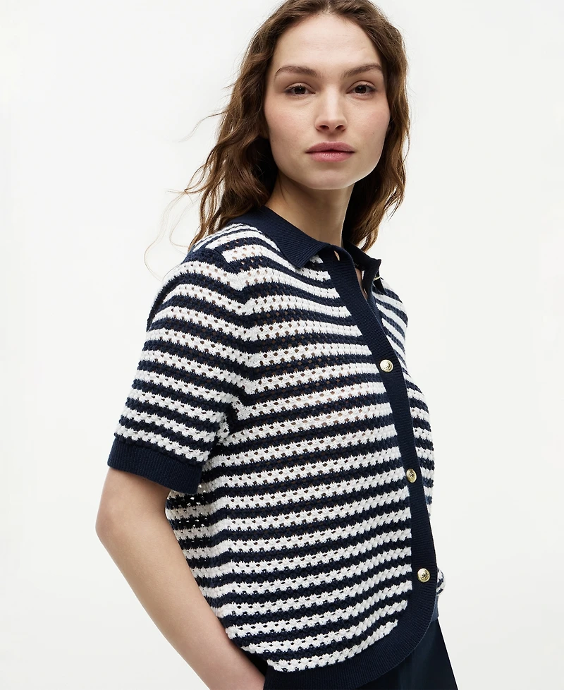 Tommy Hilfiger Women's Crochet Short-Sleeve Cardigan