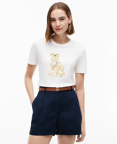 Tommy Hilfiger Women's Graphic Dog Print T-Shirt