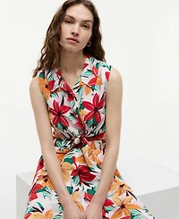 Tommy Hilfiger Women's Printed Front-Tie Sleeveless Shirt