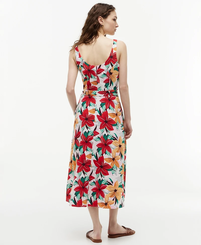 Tommy Hilfiger Women's Printed Belted Midi Dress