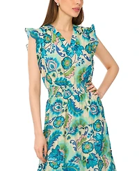 Msk Petite Smock Waist Tiered Midi Dress