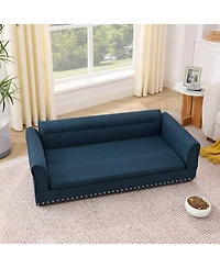 6thdruple Modern Linen Dog Sofa Bed, Oversized Pet Furniture with Backrest