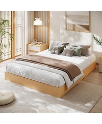 gaomon California King Platform Bed No Headboard Floor Standing Solid Slat Support Minimalist No Box Spring Easy