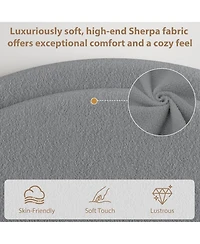 gaomon Full Boucle Bed Frame with 2 Drawers Upholstered Platform Round Headboard Wood Slats No Box Spring