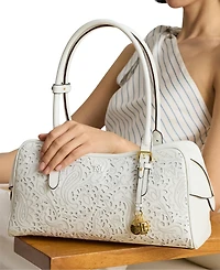 Lauren Ralph Lauren Marcy Large Perforated Nappa Leather Satchel Bag