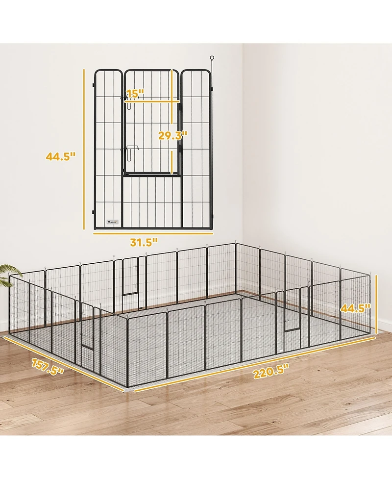 Paw Hut 24 Panel 32 Inch Dog Playpen for Small and Medium Dogs, Gray