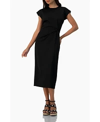 Ivonne Women's Off-Shoulder Straight Satin Dress with Side Knot