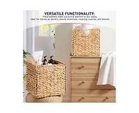 Ornavo Home Set of 8 Water Hyacinth Storage Cube Bin Basket