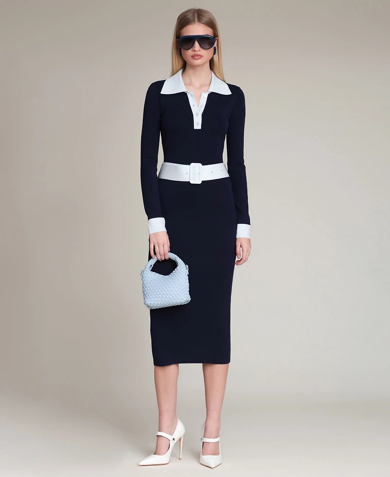 Avec Les Filles Women's Belted Sweater Dress