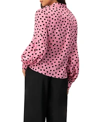 Ivonne Women's Long Sleeve Polka Dot Blouse