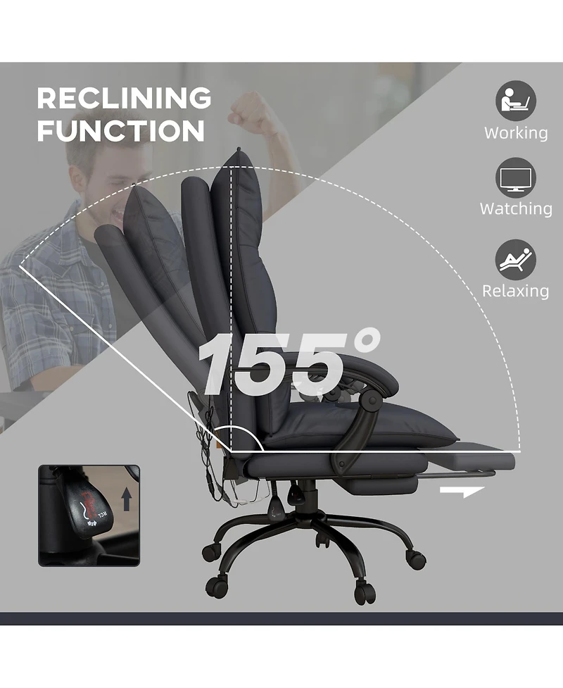 Boyel Living Microfiber Office Chair with Massage Heat and Footrest