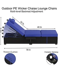 gaomon Outdoor Chaise Lounge Chairs Set of 2, Patio Reclining Chair with Cushion and Adjustable Backrest