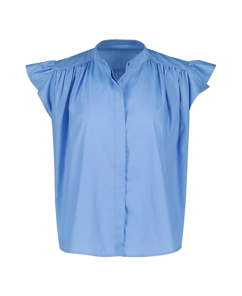 Bishop + Young Women's Camryn Flutter Sleeve Poplin Top