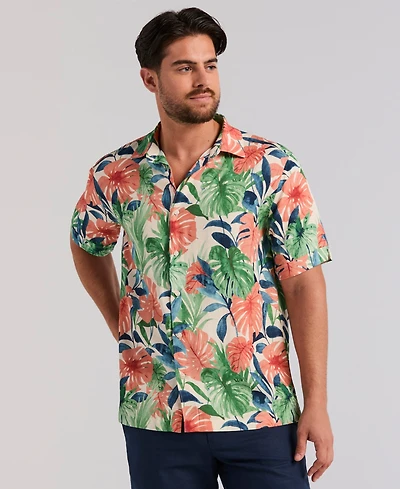 Cubavera Men's Botanical Print Viscose Shirt