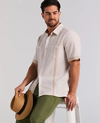 Cubavera Men's Cross-Dyed Short-Sleeve Pintucked Shirt