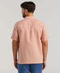 Cubavera Men's Short Sleeve Panel Button-Front Linen Camp Shirt