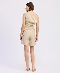 En Saison Women's Selma Mid-Rise Pleated Shorts