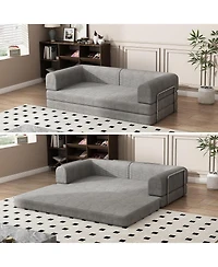 gaomon Convertible Corduroy Sleeper Sofa Bed,Folding Mattress Couch with Fixed-Shape Frame, 3 Seater Fold Out King Size Futon,No Assembly Floor Couch