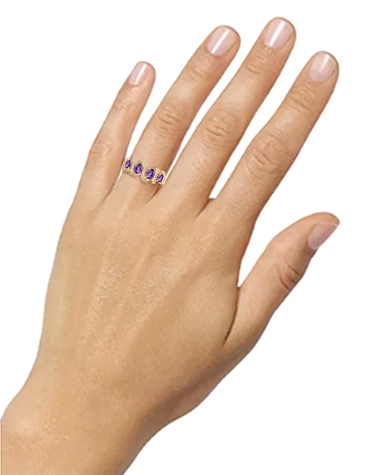 Macy's Amethyst (7/8 ct. t.w.) & Lab Grown White Sapphire (1/4 Ring 14k Gold Over Sterling Silver (Also Available Multi-Stones)