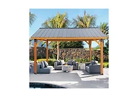 Aecojoy 14' x 12' Hard-Top Gazebo, Wooden Gazebo on Clearance, Outdoor Pergola