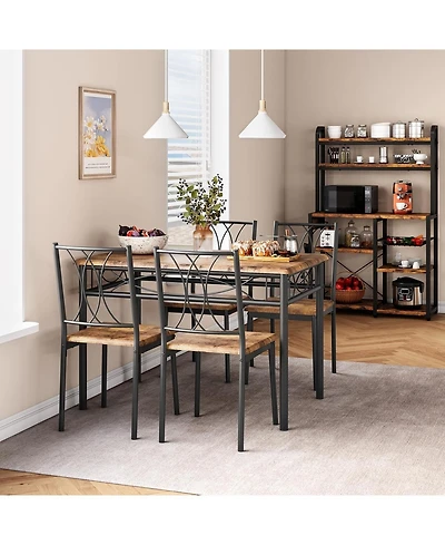 gaomon 5-Piece Space Saving Dining Table Set, Kitchen Table and Upholstered Chairs, Compact Dining Room Set for Apartment
